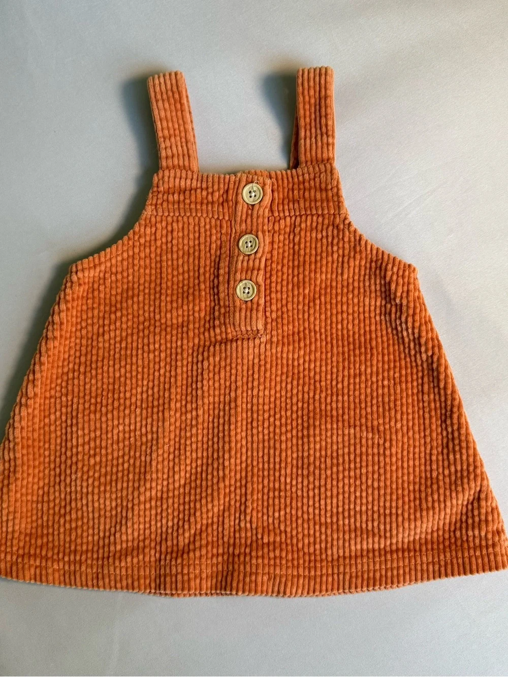 Disney Girls Rust Corduroy Jumper Dress with Minnie Applique and Pink Bow